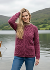 Aran Lace Style Lumber Cardigan | Magenta