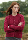 Aran Short Button Cardigan | Fushia