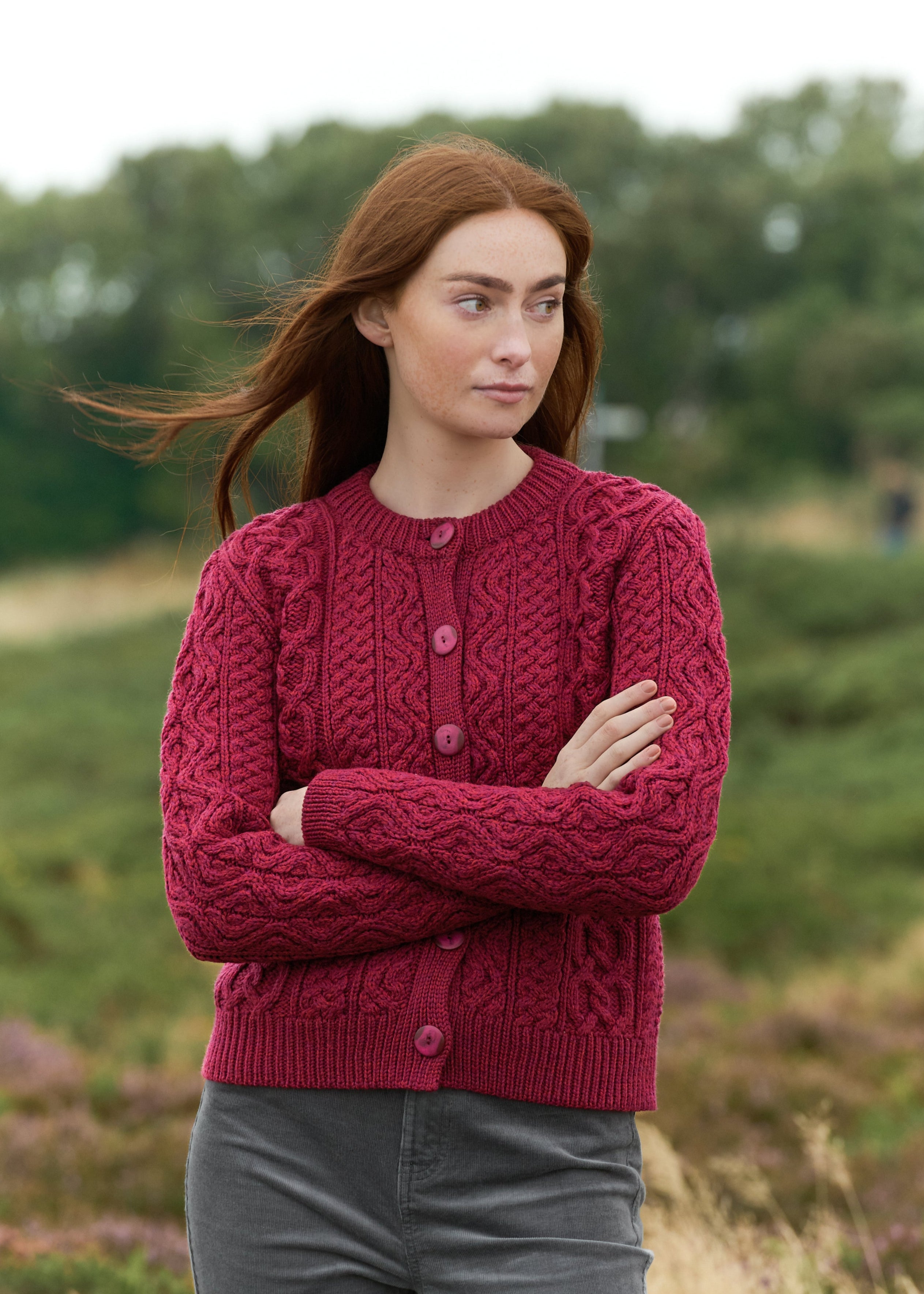 Aran Short Button Cardigan