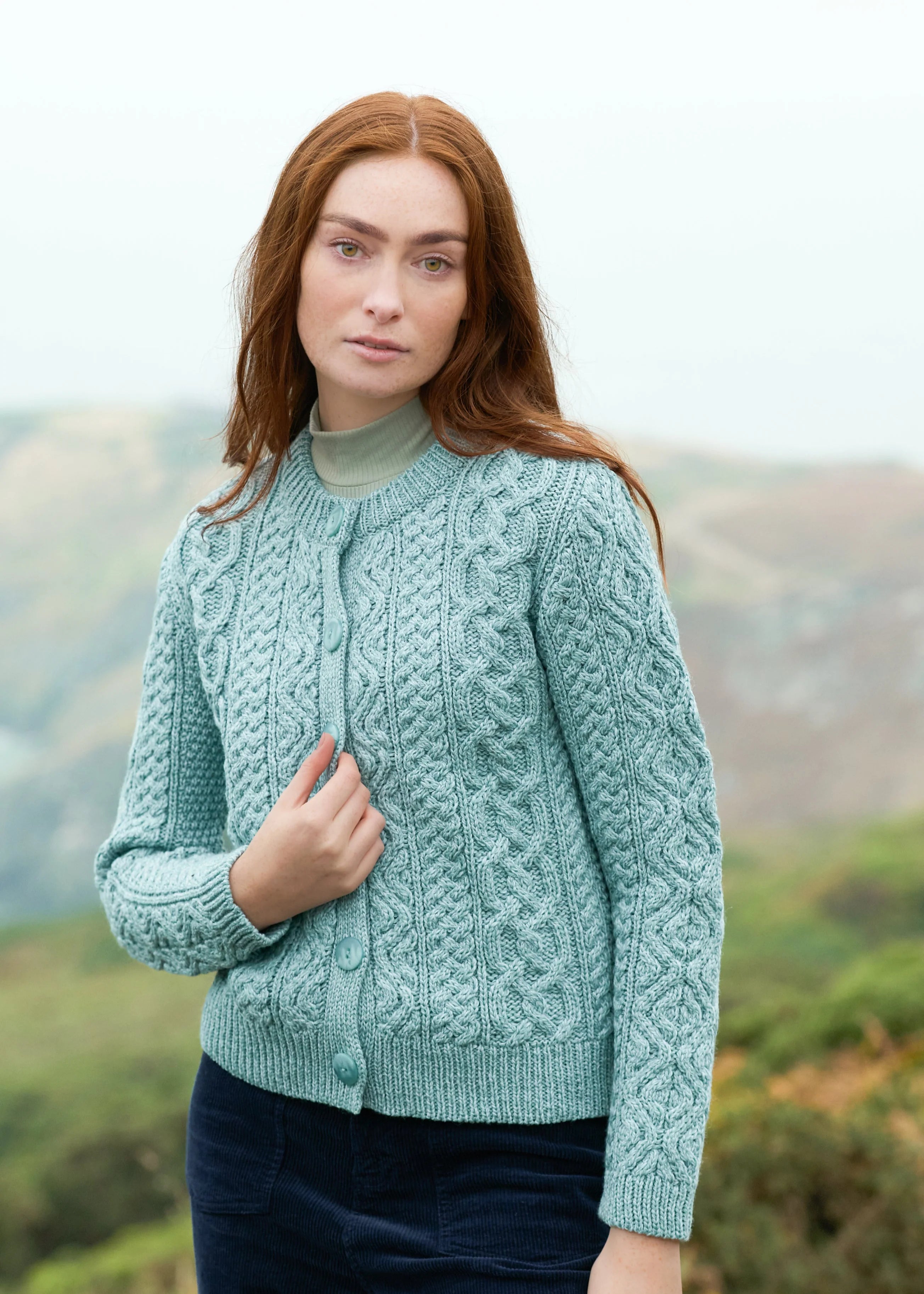 Aran Short Button Cardigan