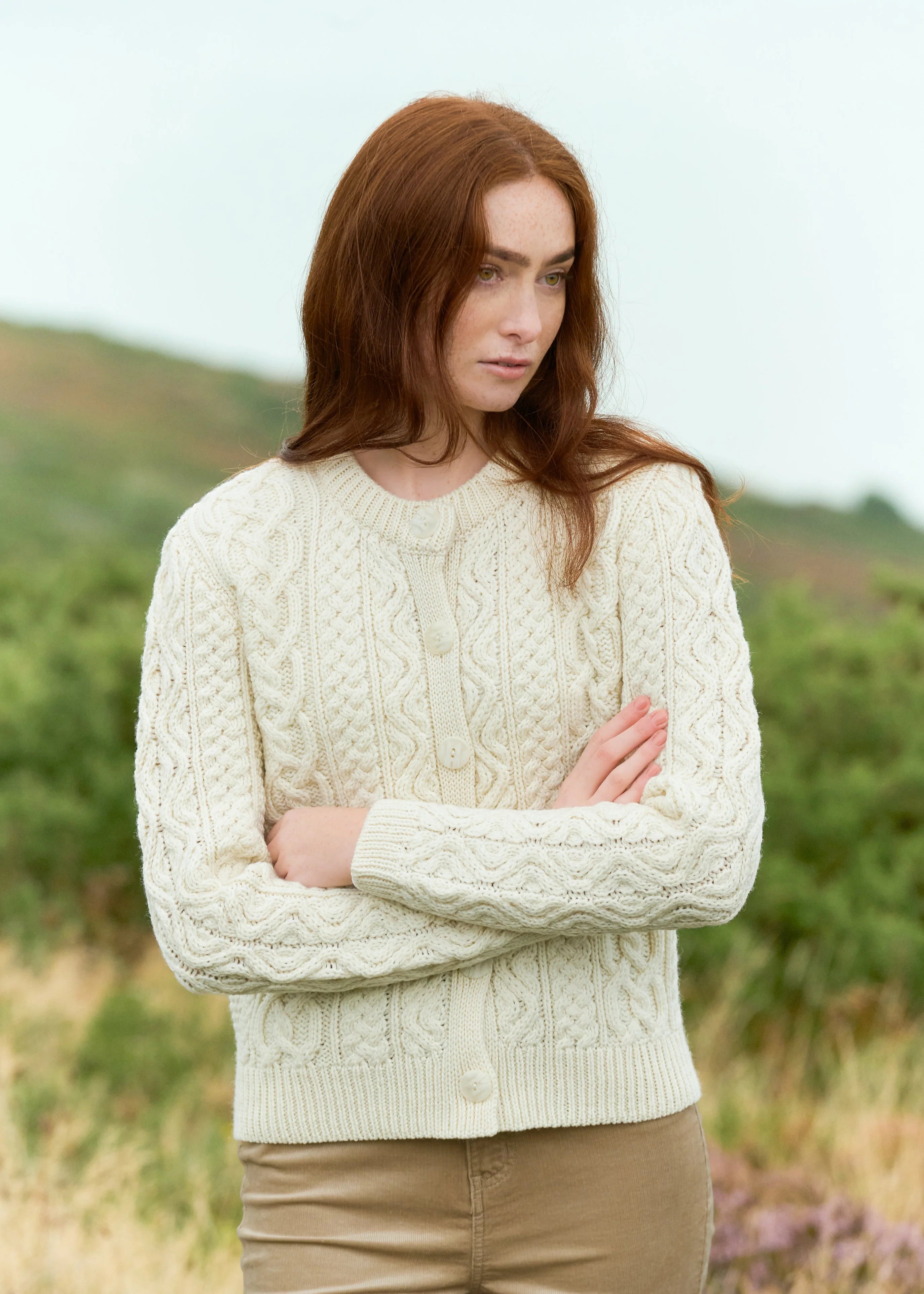 Aran Short Button Cardigan