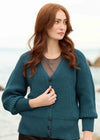 Women's Aran Ribbed Button V Neck Cardigan | Bermuda