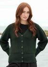 Women's Aran Crafts Ribbed Button V Neck Cardigan | Cedar