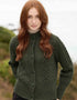 Merino Wool Short Aran Cardigan | Army Green