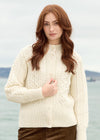 Merino Wool Short Aran Cardigan | Natural