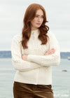 Merino Wool Short Aran Cardigan | Natural