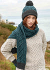 Two Tone Aran Scarf | Peacock & Charcoal