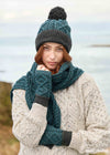 Two Tone Aran Scarf | Peacock & Charcoal