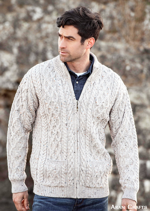 Aran Crafts Dingle Zipper Sweater - Oatmeal