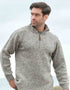 Men's Donegal Wool Half Zip Sweater - Soft Grey | 100% Irish Wool