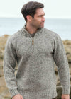 Men's Donegal Wool Half Zip Sweater - Soft Grey | 100% Irish Wool