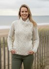 Aran Irish Cable Knit Side Zip Jacket | Natural