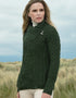 Aran Crafts Ladies Side Zip Cardigan | Green