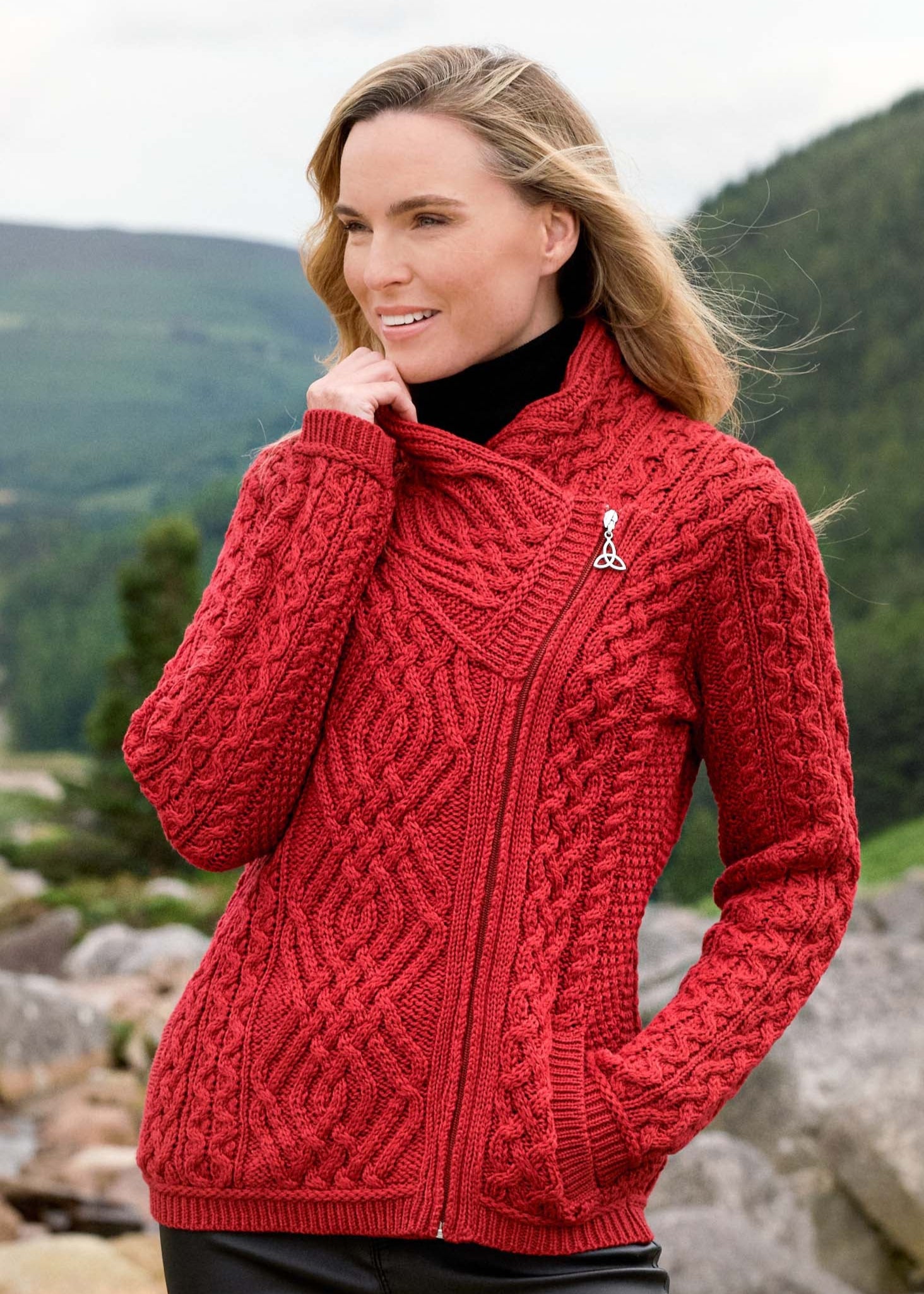 Aran Cable Knit Side Zip Jacket