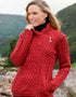 Aran Cable Knit Side Zip Jacket | Cherry