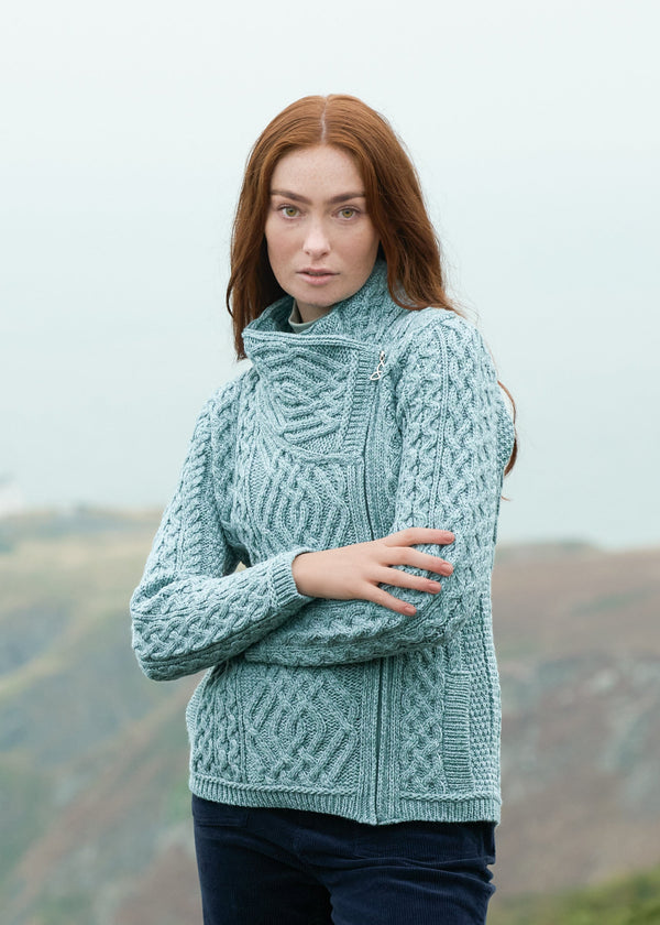 Aran Cable Knit Side Zip Jacket | Mermaid