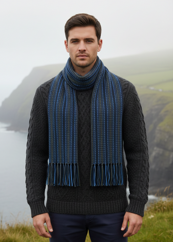 Mucros Alpaca Scarf Blue Green | Made in Ireland | 100% Alpaca Wool