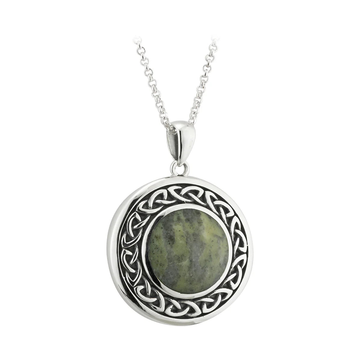 Round Connemara Marble Celtic Pendant