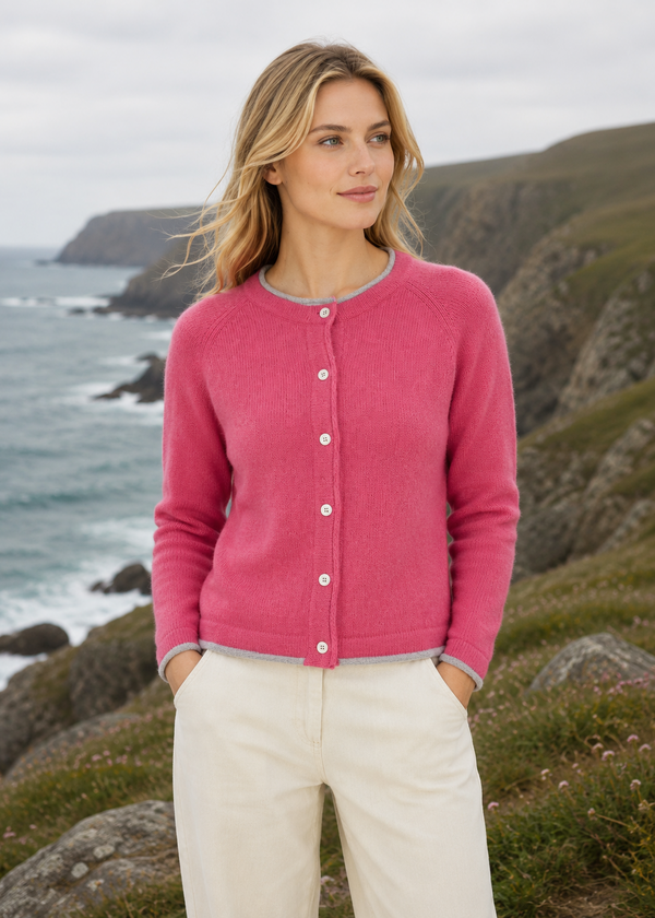 IrelandsEye Women's Killiney Cashmere Cardigan | Rose Pink