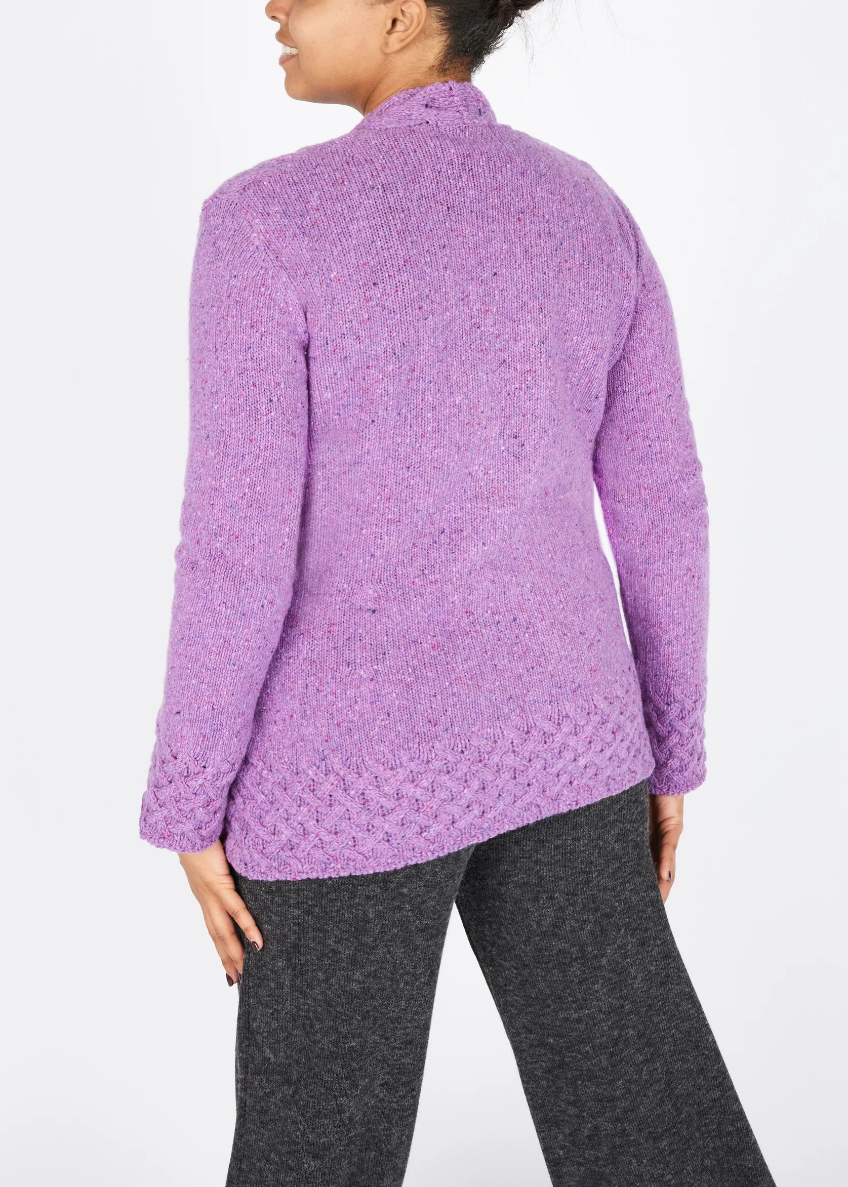 Horseshoe V Neck Aran Sweater | Orchid