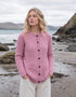 Women's Aran Merino Wool Lumber Cardigan - Rose Ash Pink
