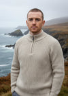 Fisherman Rib 1/2 Zip Merino Sweater | Camel