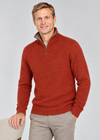 Men's Russet Lambswool Quarter Zip Sweater | Ireland's Eye | Made in Ireland