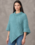 Aran-Poncho aus Merinowolle | Aqua | Hochwertige Heritage-Strickmode