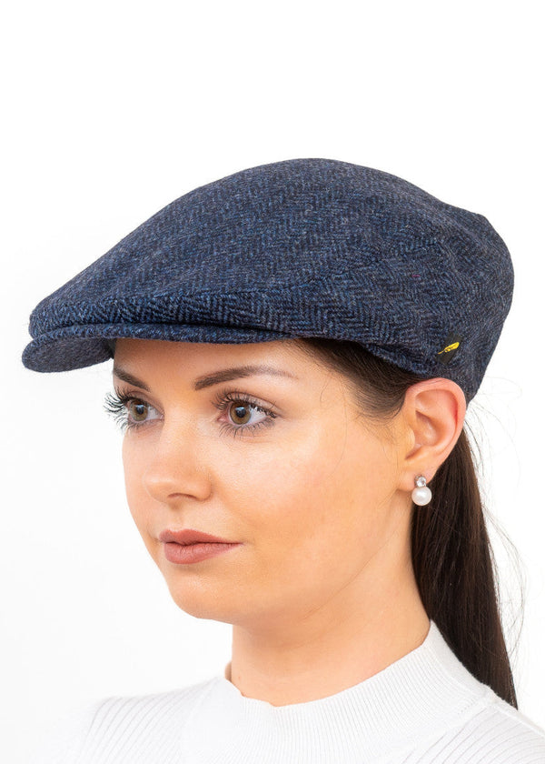 Pure Wool Aran Cap Navy | Traditional Irish Knit Flat Cap
