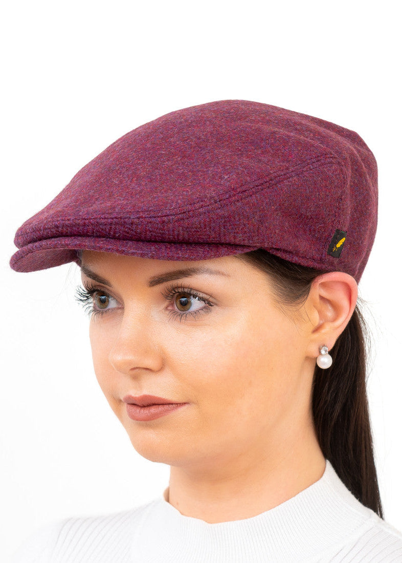 Pure Wool Aran Cap in Plum | Traditional Irish Knit Hat