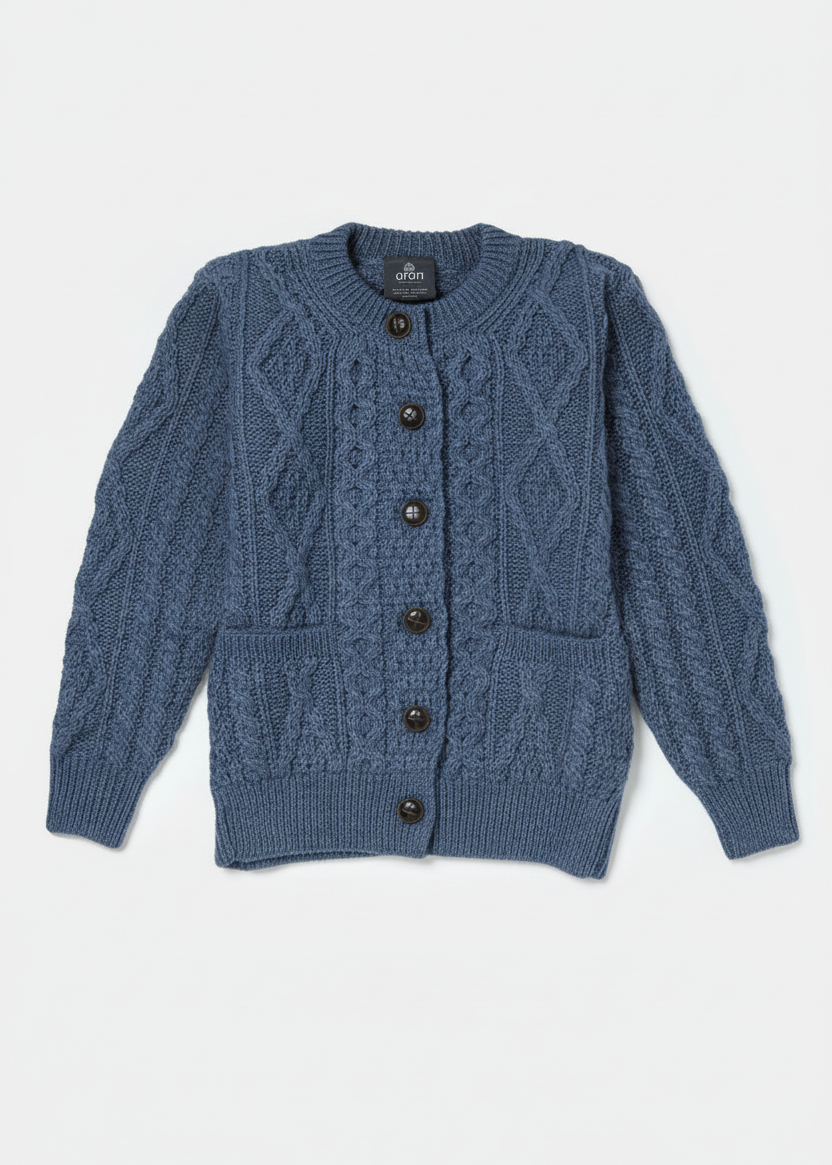 Aran Cardigan in Denim Marl