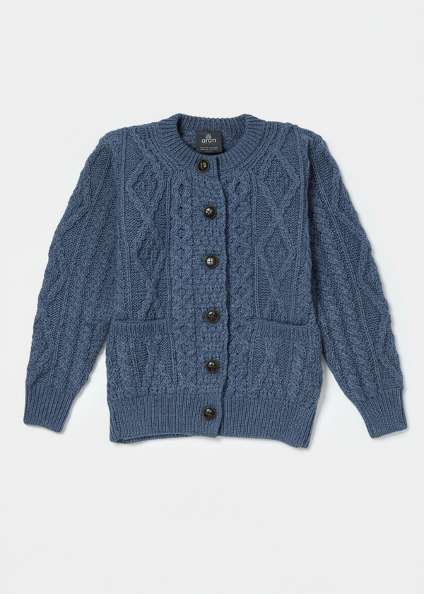Aran Cardigan in Denim Marl