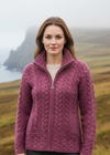 Aran Crafts Double Collar Trinity Cardigan - Trinity Knot & Zipper Detail 3