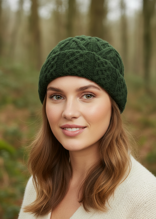 Aran Hat in Meadow Green