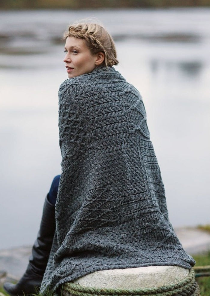 Aran Patchwork Blanket | Charcoal