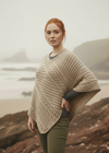 Aran Merino Wool V Poncho in Parsnip | Irish Cable Knit