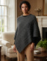 Aran Super Soft Poncho | 100% Merino Wool | Charcoal