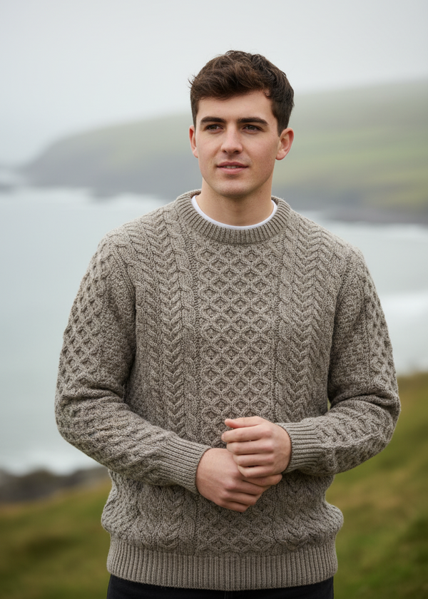 Aran Sweater Lifestyle Men's Traditional Aran Sweater | 100% Super Soft Merino Wool