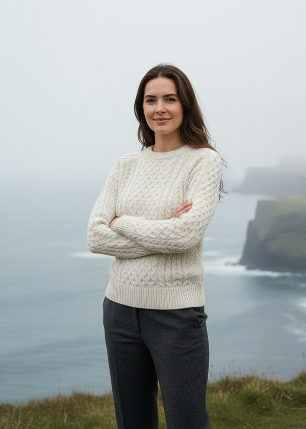 Arms crossed, peaceful-expression