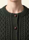 Aran Merino Wool Cable Knit Cardigan | Army Green