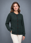 Aran Merino Wool Cable Knit Cardigan | Army Green