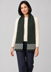 Army Green Celtic scarf, stepping studio pose