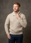 Aran Merino Wool Shawl Neck Sweater | Parsnip