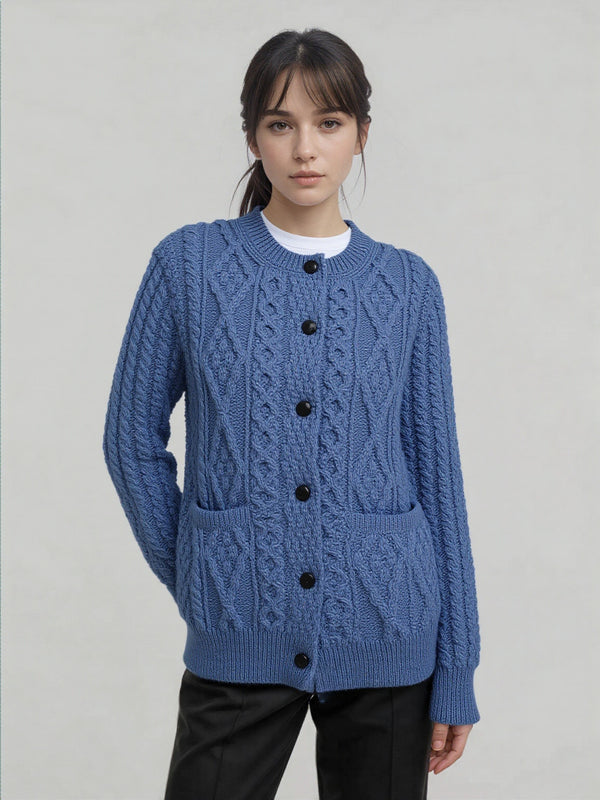 Ladies Aran Cardigan | Denim