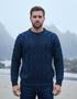 Aran Wool Sweater | Navy Green Mix