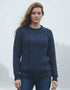Unisex Aran Wool Sweater | Navy/Green Mix