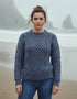 Unisex Aran Wool Sweater | Denim