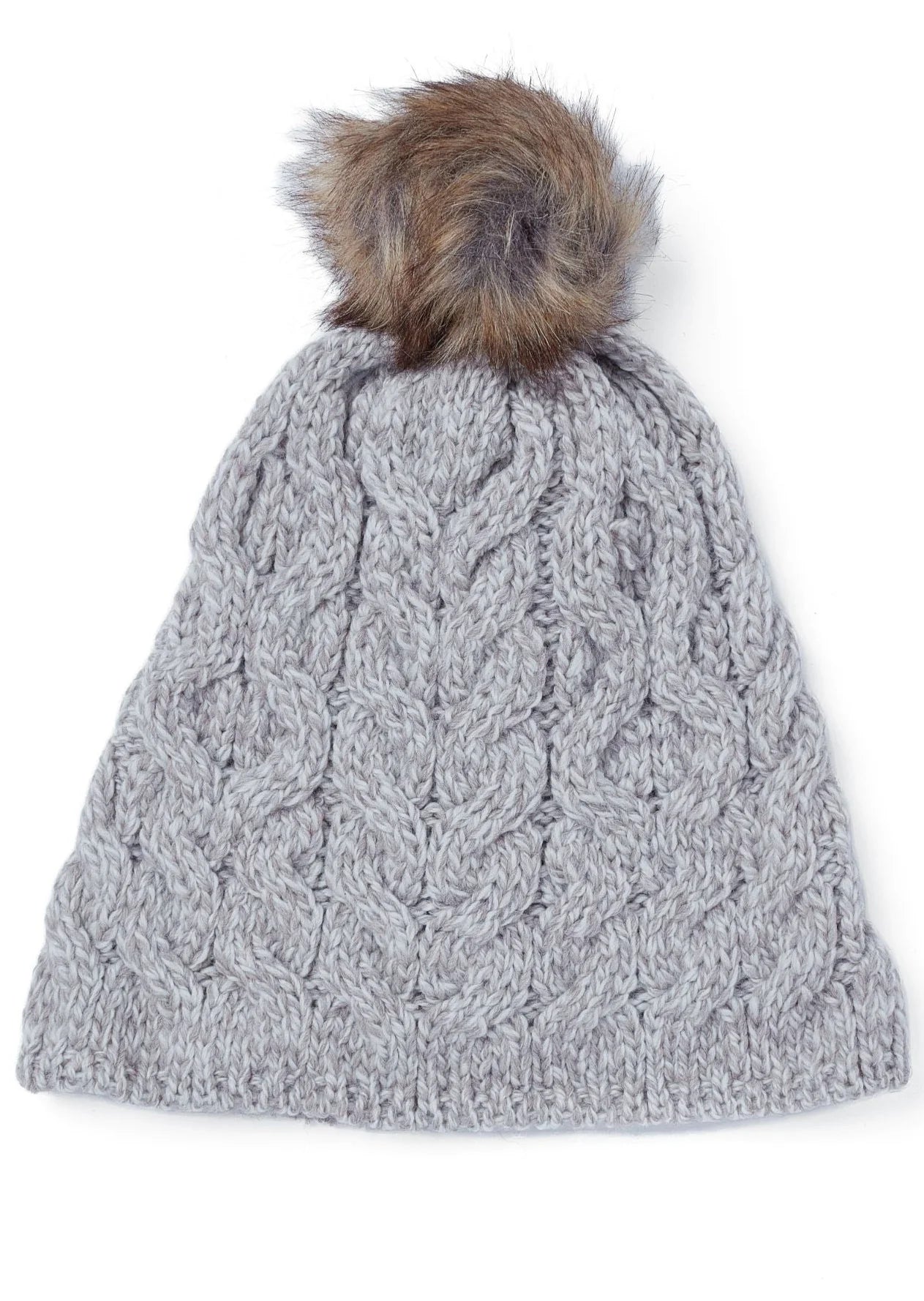 Aran Merino Wool Bobble Hat