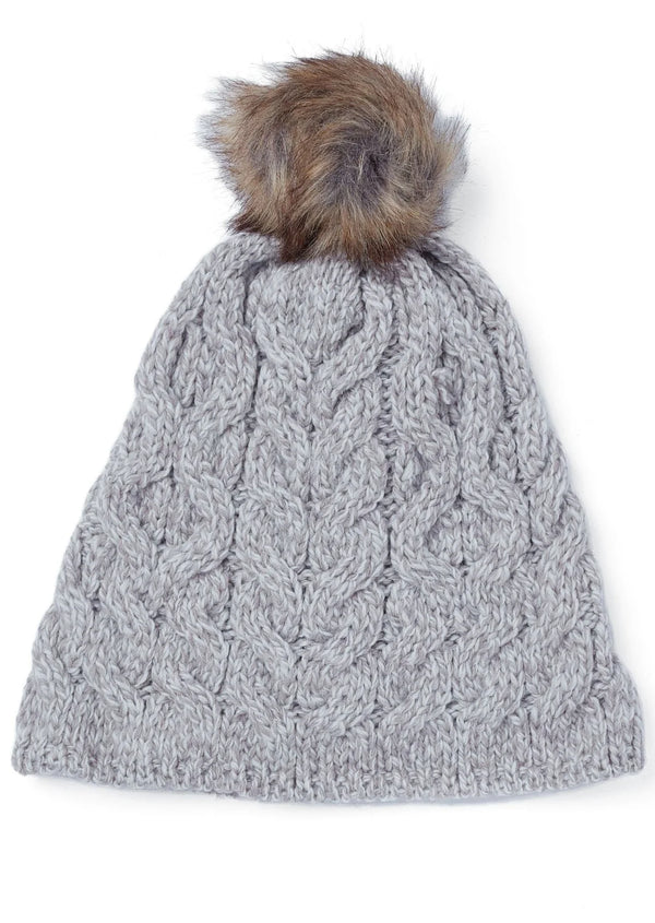 Aran Merino Wool Bobble Hat