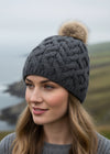 charcoal aran beanie hat
